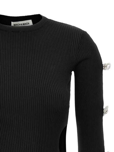 Rochii MACH & MACH Mach & Mach Cut-Out Crystal Bow Dress Black Femei (BM 17207923) 3