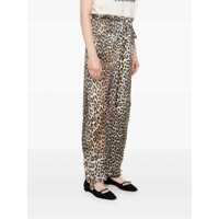 Pantaloni casual Ganni Dama - Pantaloni casual Ganni Ganni Leopard Print Satin Trousers BROWN Femei (BM 17208754) - B-mall.ro