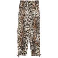 Pantaloni casual Ganni Leopard Print Satin Trousers Femei