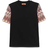 Tricouri T-Shirt With Zig Zag Knit Sleeves Femei