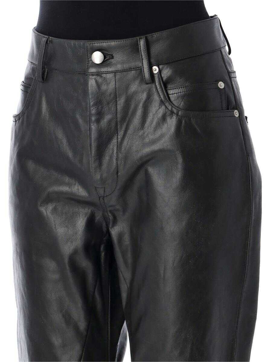 Pantaloni casual Rick Owens Rick Owens Detroit Cut Leather Pant Black Femei (BM 17221288) 3