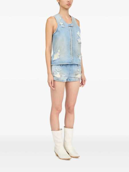 Topuri MM6 Maison Margiela Mm6 Maison Margiela Waistcoat With Worn Effect BLUE Femei (BM 17222575) 3