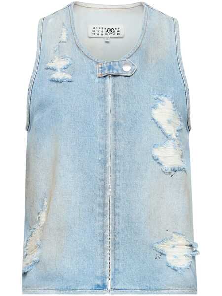Topuri MM6 Maison Margiela Mm6 Maison Margiela Waistcoat With Worn Effect BLUE Femei (BM 17222575) 1