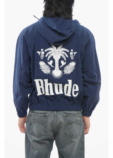 Jachete RHUDE Nylon Jacket With Hood And 2-Pockets Blue Barbati (BM 17227103) 2