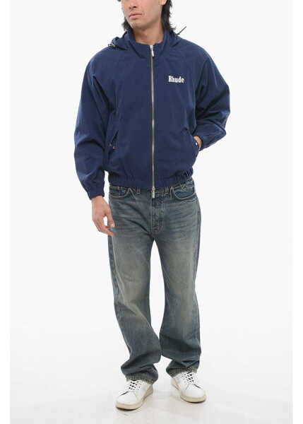 Jachete RHUDE Nylon Jacket With Hood And 2-Pockets Blue Barbati (BM 17227103) 4