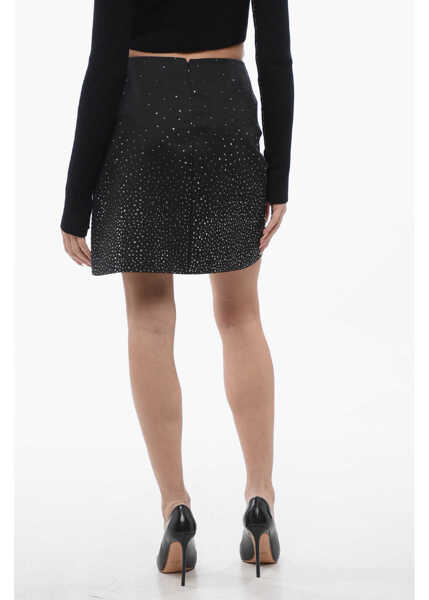 Fuste scurte Off-White Layered Twist Rhinestoned Mini Skirt Black Femei (BM 17227118) 2