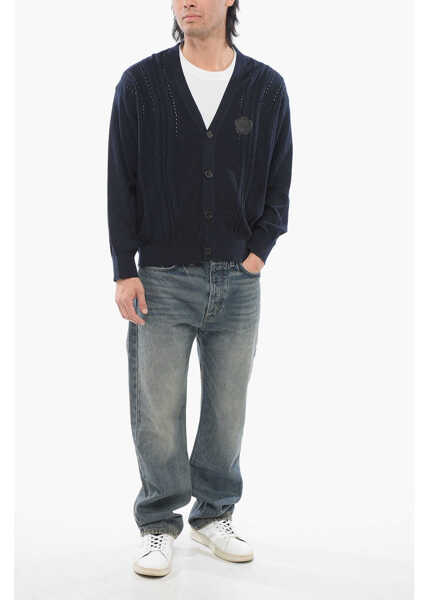 Cardigane Viktor & Rolf Cotton Blend Cable Knit Cardigan Blue Barbati (BM 17227142) 4