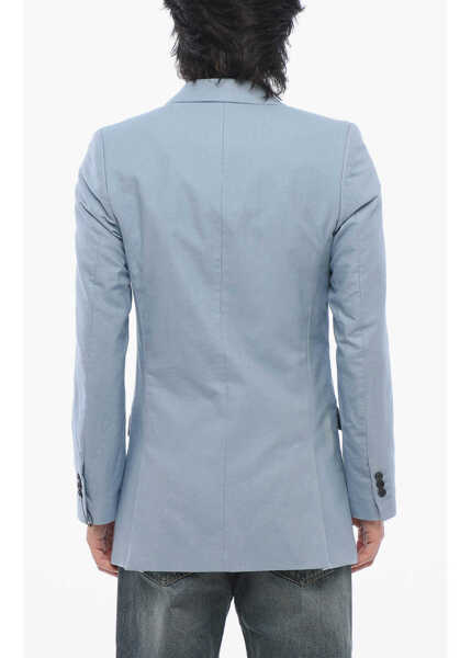 Sacouri Viktor & Rolf Twill Cotton Slim Fit Blazer With Flap Pockets Light Blue Barbati (BM 17227148) 2