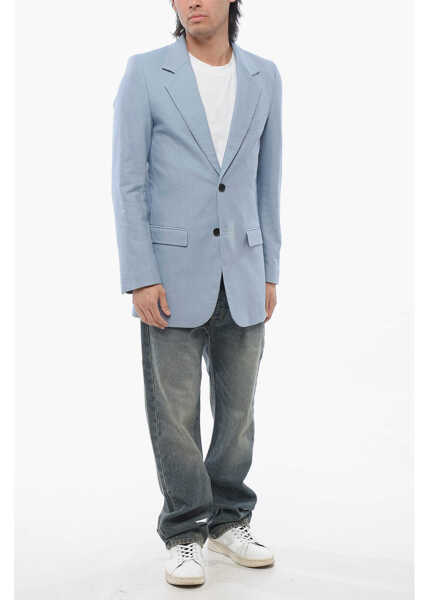 Sacouri Viktor & Rolf Twill Cotton Slim Fit Blazer With Flap Pockets Light Blue Barbati (BM 17227148) 4