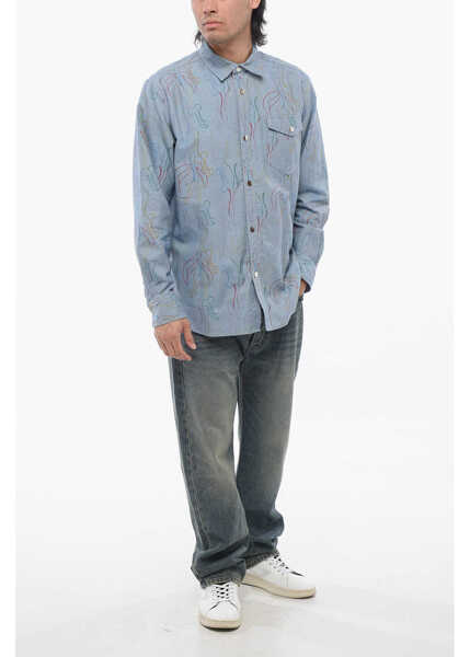 Camasi casual Viktor & Rolf Printed Twill Cotton Shirt With Breast-Pocket Light Blue Barbati (BM 17227433) 4