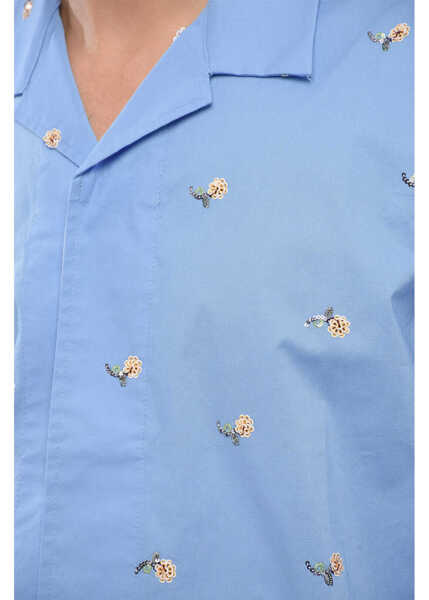 Camasi casual Viktor & Rolf Cotton Blend Bowling Shirt With Sequined Embroideries Light Blue Barbati (BM 17227436) 3