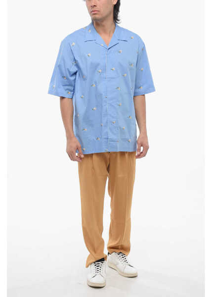 Camasi casual Viktor & Rolf Cotton Blend Bowling Shirt With Sequined Embroideries Light Blue Barbati (BM 17227436) 4