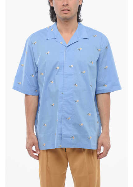 Camasi casual Viktor & Rolf Cotton Blend Bowling Shirt With Sequined Embroideries Light Blue Barbati (BM 17227436) 1