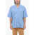 Viktor & Rolf Cotton Blend Bowling Shirt With Sequined Embroideries Light Blue
