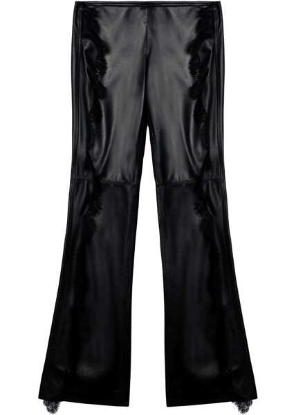 Pantaloni casual Off-White Leather Pants With Lace Trim Details Black Femei (BM 17227709) 1