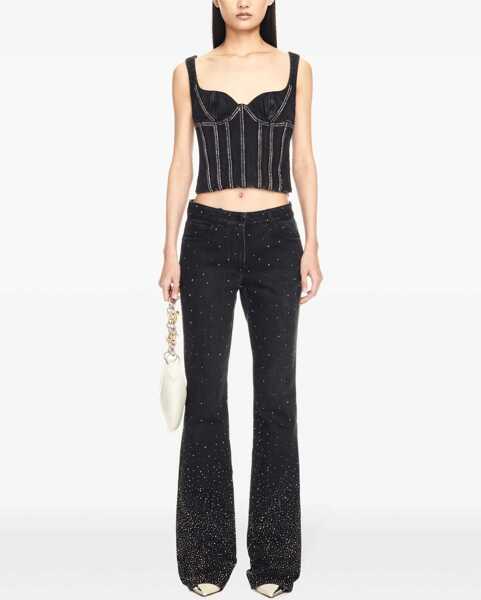 Bluze Off-White Rhinestoned Denim Bling Bustier Top Black Femei (BM 17227712) 2