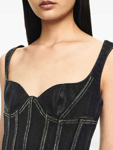 Bluze Off-White Rhinestoned Denim Bling Bustier Top Black Femei (BM 17227712) 5