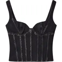 Bluze Rhinestoned Denim Bling Bustier Top Femei
