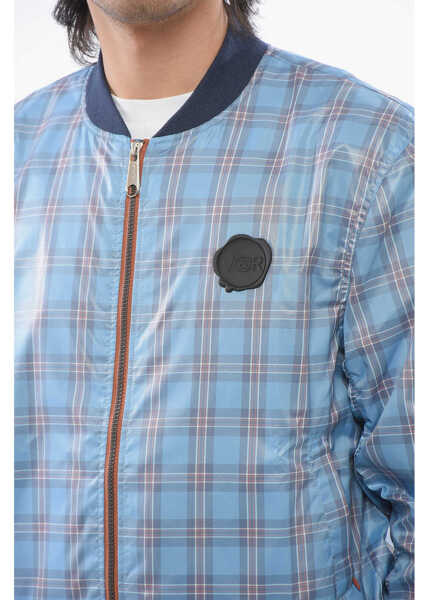 Bomber jacket Viktor & Rolf Front Zipped Checked Nylon Bomber Jacket Light Blue Barbati (BM 17227733) 3