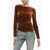 STEPHAN JANSON Velour Draped Top Brown