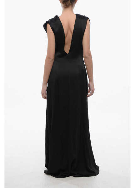 Rochii lungi Jil Sander Sleeveless Satin Dress With Back Neckline Black Femei (BM 17227760) 2