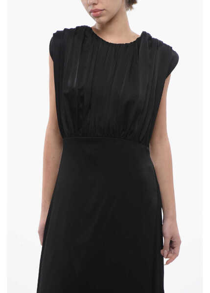 Rochii lungi Jil Sander Sleeveless Satin Dress With Back Neckline Black Femei (BM 17227760) 4
