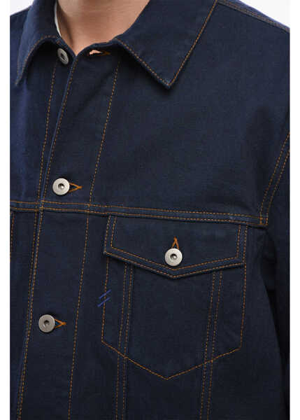 Geci de blugi Burberry Dark Washed Denim Jacket With Printed Cuffs Blue Barbati (BM 17227766) 3