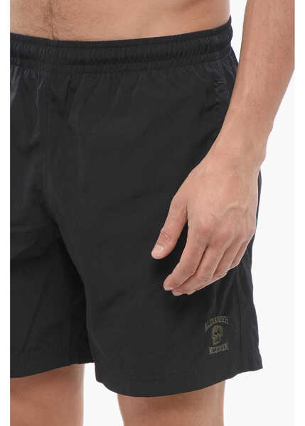 Bermude Alexander McQueen Embroidered Logo Skull Swimshorts Black Barbati (BM 17228102) 3