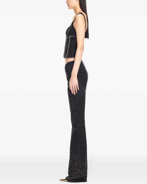 Blugi skinny Off-White Low Rise Bling Flared Fit Denims With All-Over Rhinestones 2 Black Femei (BM 17228111) 3