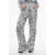 Off-White Printed Satin Tattoo Pajama Palazzo Pants Black & White