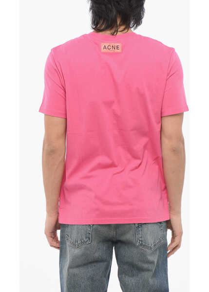 Tricouri Acne Studios Cotton Crew-Neck T-Shirt With Contrast Print Pink Barbati (BM 17228471) 2