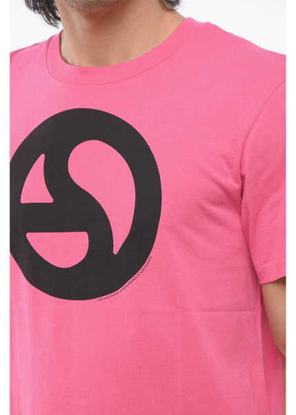 Tricouri Acne Studios Cotton Crew-Neck T-Shirt With Contrast Print Pink Barbati (BM 17228471) 3