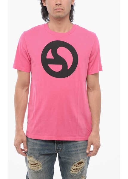 Tricouri Acne Studios Cotton Crew-Neck T-Shirt With Contrast Print Pink Barbati (BM 17228471) 1