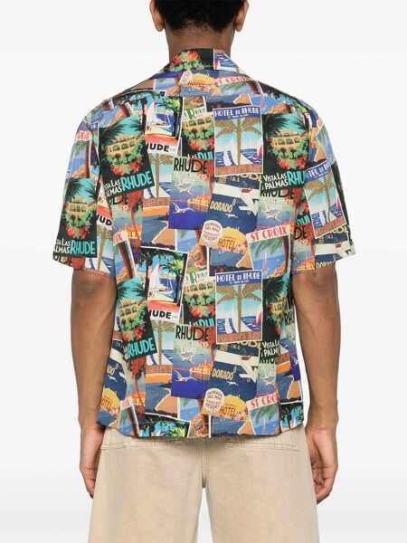 Camasi casual RHUDE All-Over Printed Silk Voyage Shirt Multicolor Barbati (BM 17228483) 4