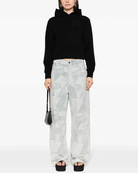 Bluze de trening Palm Angels Brushed Cotton Hoodie With Embroidered Hoodie Black Femei (BM 17228525) 2