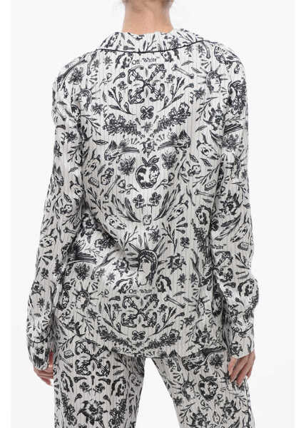 Camasi casual Off-White Printed Satin Tattoo Pajama Shirt White Femei (BM 17228777) 2