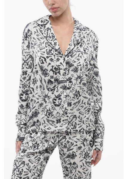 Camasi casual Off-White Printed Satin Tattoo Pajama Shirt White Femei (BM 17228777) 1