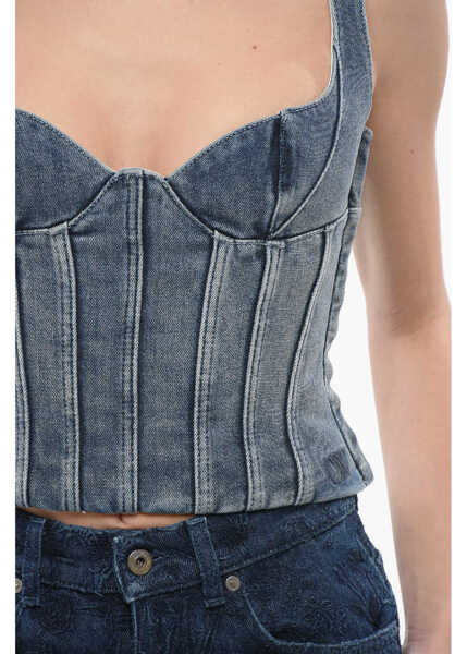 Bluze Off-White Side Zipped Denim Bustier Top Blue Femei (BM 17228780) 3