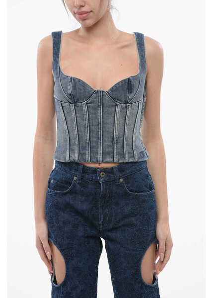 Bluze Off-White Side Zipped Denim Bustier Top Blue Femei (BM 17228780) 1