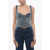 Off-White Side Zipped Denim Bustier Top Blue