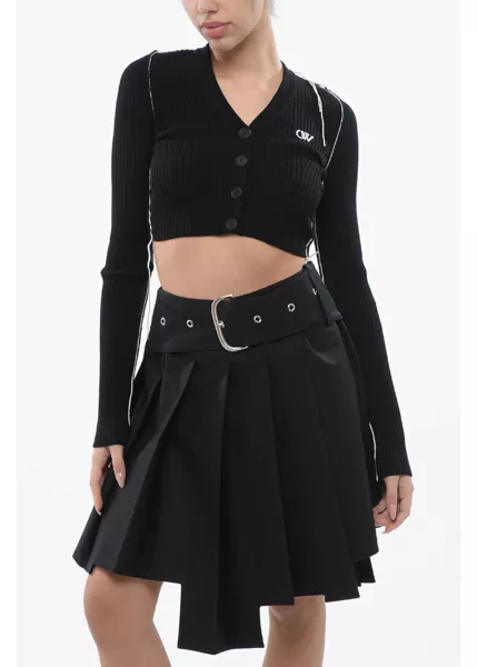 Cardigane Off-White Cropped Cardigan With Contrasting Seams Black Femei (BM 17228783) 1