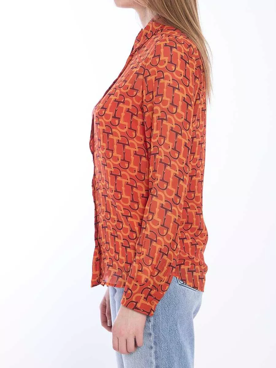 Bluze Gucci Printed Silk Blouse ORANGE Femei (BM 17230057) 3