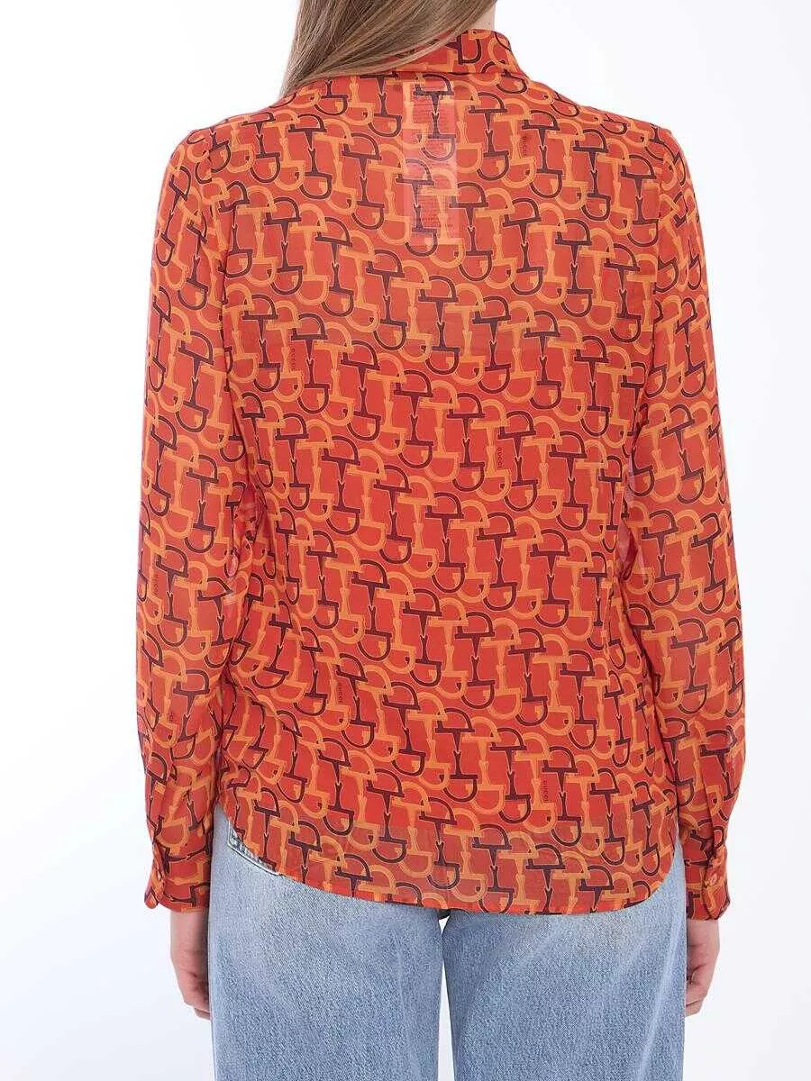 Bluze Gucci Printed Silk Blouse ORANGE Femei (BM 17230057) 4
