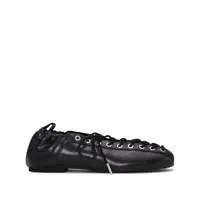Balerini Black Lace-Up Ballerinas With Metal Eyelets And Elasticized Ankle In Eco-Leather Woman Femei