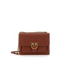 Genti de umar 'Love One' Brown Shoulder Bag With Love Birds Diamond Cut Logo On The Front In Hammered Leather Woman Femei