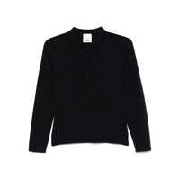 Pulovere Black Polo Style Sweater With Classic Collar In Wool Woman Femei