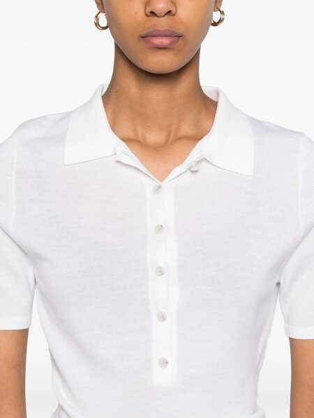 Pulovere Allude White Sweater With Classic Collar And Button Closure In Wool Woman WHITE Femei (BM 17236504) 5