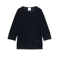 Tricouri Blue T-Shirt With Boat Neckline And Long Sleeves In Linen Woman Femei