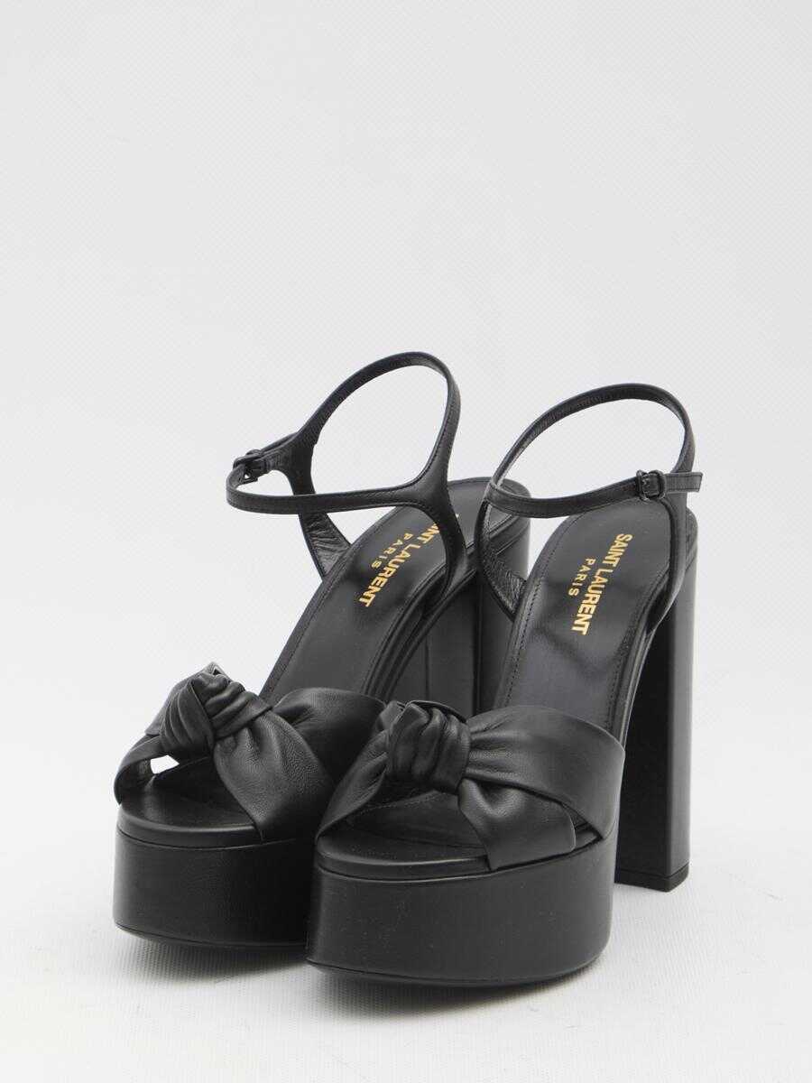 Sandale Saint Laurent Bianca Black Leather Sandals Black Femei (BM 17236849) 2