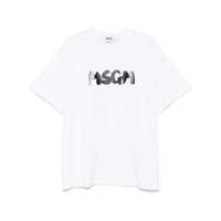 Tricouri Msgm White T-Shirt In Cotton With Printed Logo Barbati